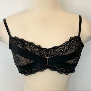 Adore Me Lacy Strapped Gothic Black Stretch Lace bralette Balconette Bra 38B